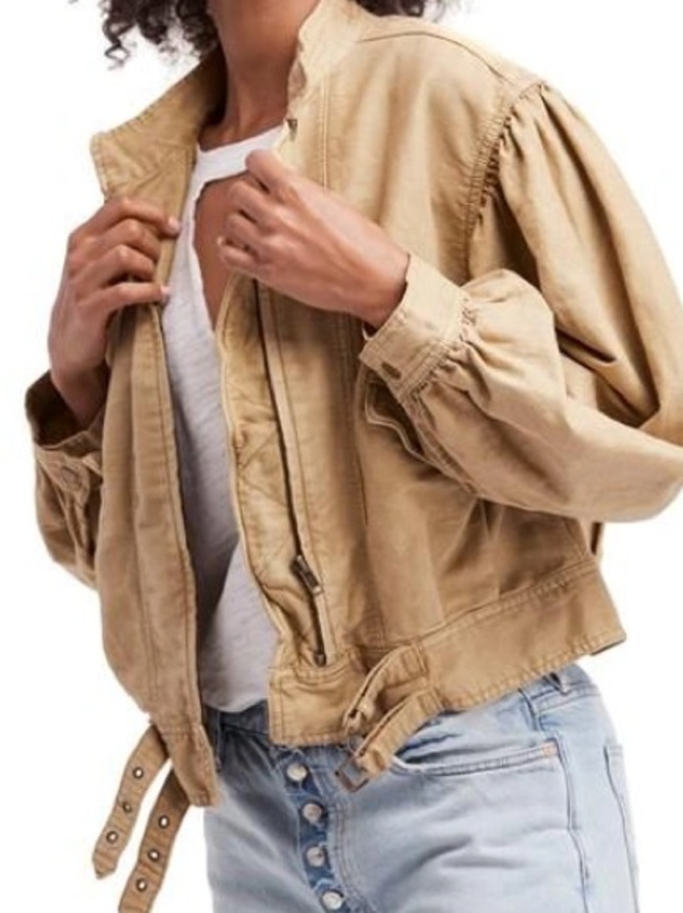 Free People Poet Utility Jacket in Fawn